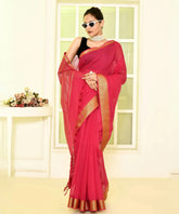Pink Pure Cotton Woven Mangalagiri Saree